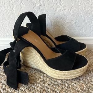 Tony Bianco Barca Black Kid Wedge Sandals